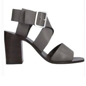 Boemos Gray Leather Block Heel Sandals - Size 8.5
